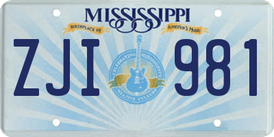MS license plate ZJI981