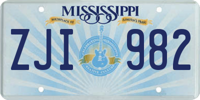 MS license plate ZJI982