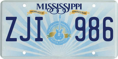 MS license plate ZJI986
