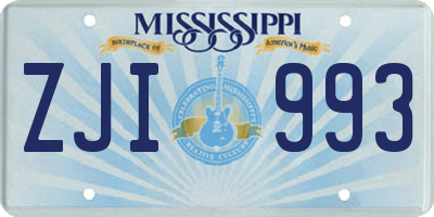 MS license plate ZJI993