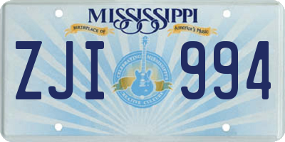 MS license plate ZJI994