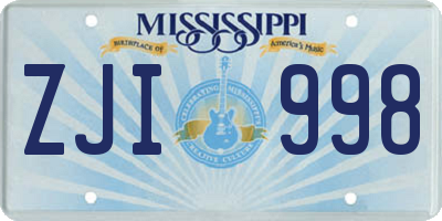 MS license plate ZJI998