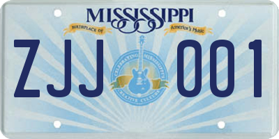 MS license plate ZJJ001