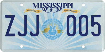 MS license plate ZJJ005