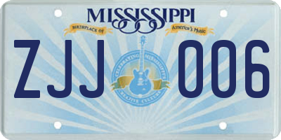 MS license plate ZJJ006