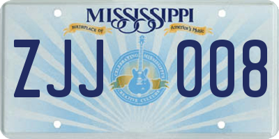 MS license plate ZJJ008