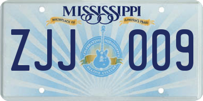 MS license plate ZJJ009