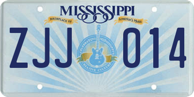 MS license plate ZJJ014