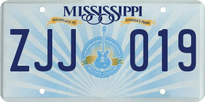 MS license plate ZJJ019