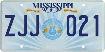 MS license plate ZJJ021