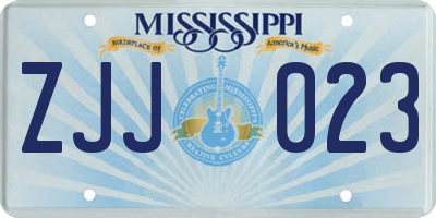 MS license plate ZJJ023