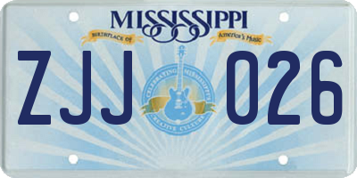 MS license plate ZJJ026