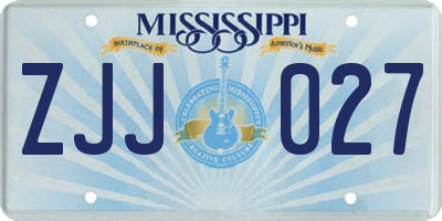 MS license plate ZJJ027