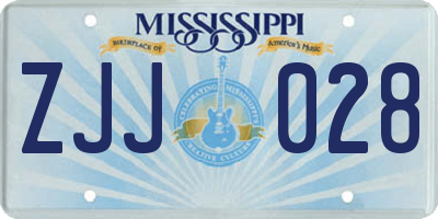 MS license plate ZJJ028