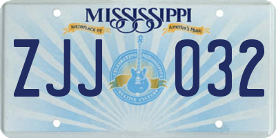 MS license plate ZJJ032
