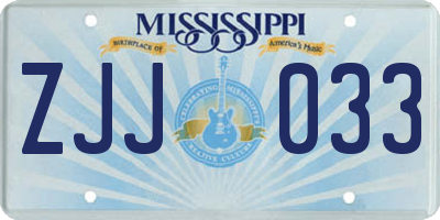 MS license plate ZJJ033
