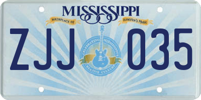 MS license plate ZJJ035