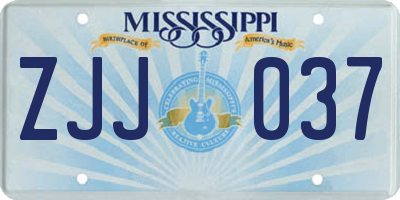 MS license plate ZJJ037