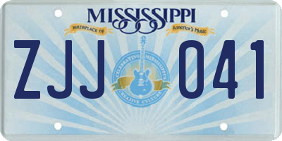 MS license plate ZJJ041
