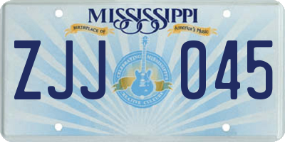 MS license plate ZJJ045
