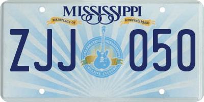 MS license plate ZJJ050