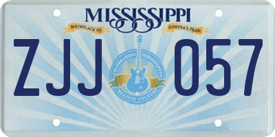 MS license plate ZJJ057