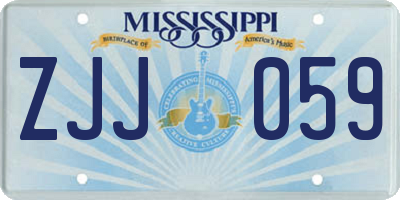 MS license plate ZJJ059
