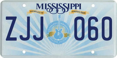 MS license plate ZJJ060