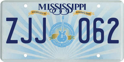 MS license plate ZJJ062