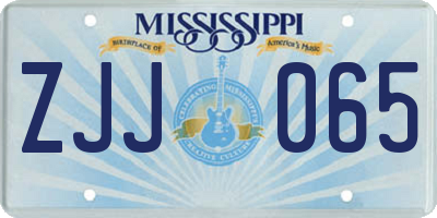 MS license plate ZJJ065