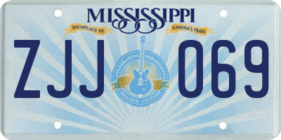 MS license plate ZJJ069