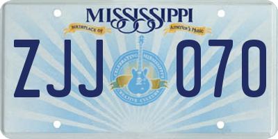 MS license plate ZJJ070