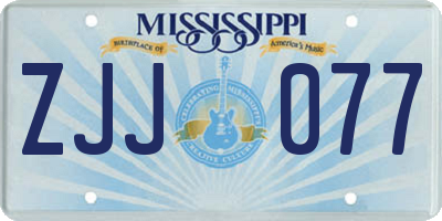 MS license plate ZJJ077