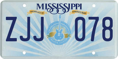 MS license plate ZJJ078