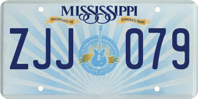 MS license plate ZJJ079