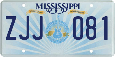 MS license plate ZJJ081