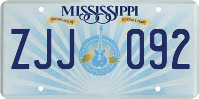 MS license plate ZJJ092