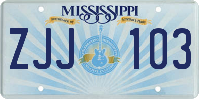 MS license plate ZJJ103
