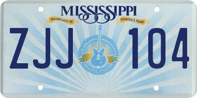 MS license plate ZJJ104