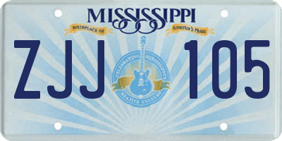 MS license plate ZJJ105
