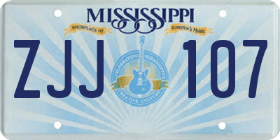 MS license plate ZJJ107