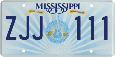 MS license plate ZJJ111