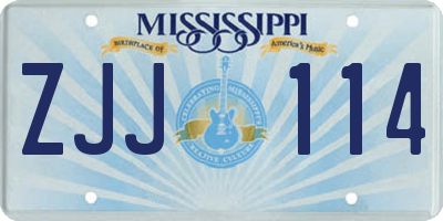 MS license plate ZJJ114