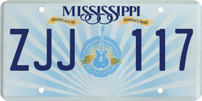 MS license plate ZJJ117