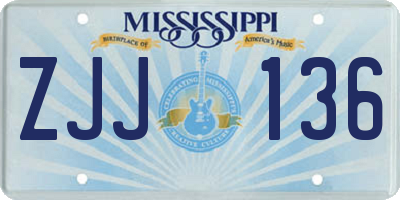 MS license plate ZJJ136