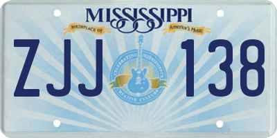 MS license plate ZJJ138