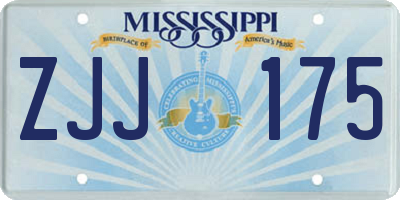 MS license plate ZJJ175