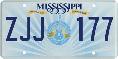 MS license plate ZJJ177