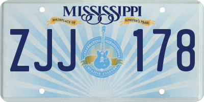 MS license plate ZJJ178