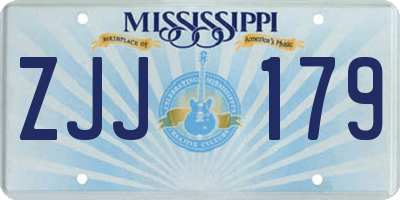 MS license plate ZJJ179